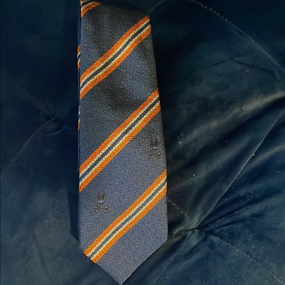 Psycho Bunny Navy and Orange Striped Tie - Picture 4 of 4